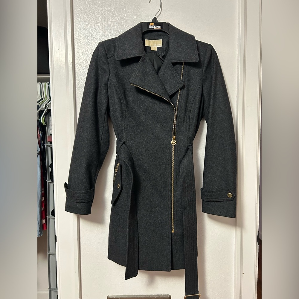 Micheal Kors Black Wool Blend Coat